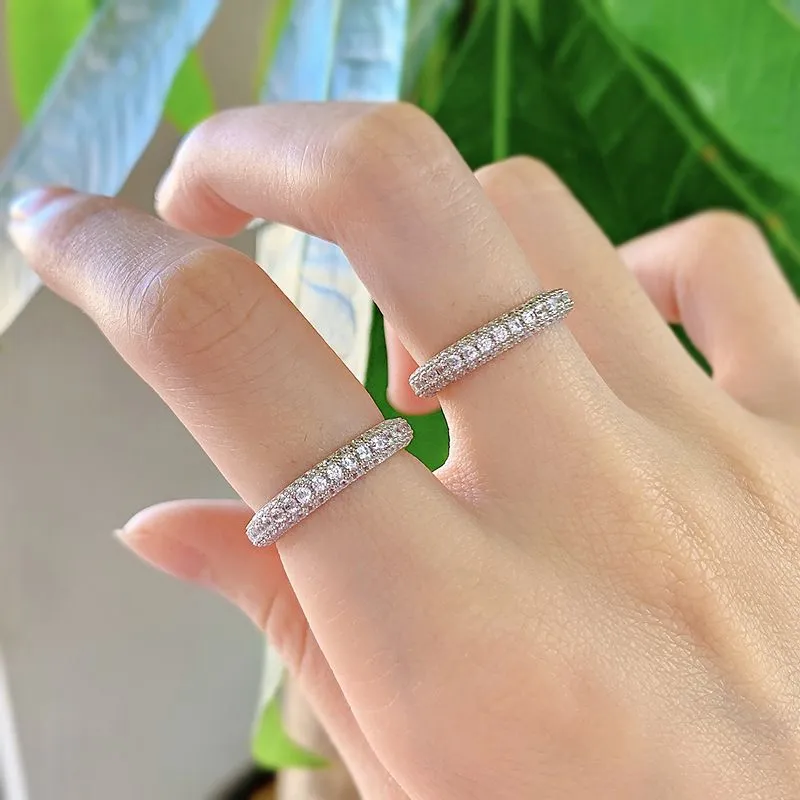 Eternity Micro Pave Moissanite Diamond Ring 100% Original 925 sterling silver Wedding band Rings for Women Men Promise Jewelry