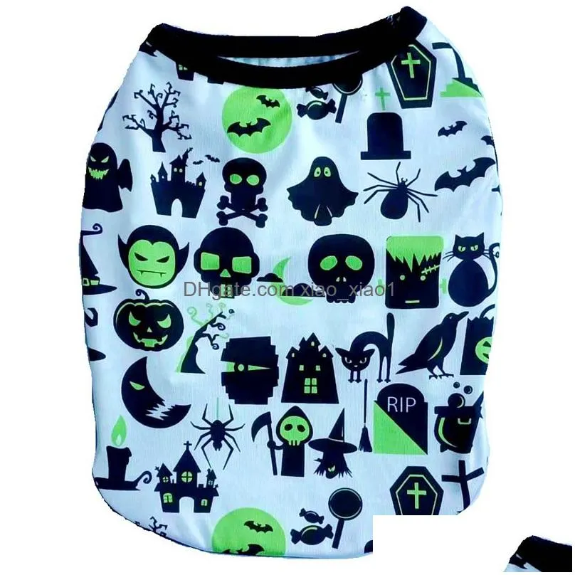 dog apparel soft doggy puppy clothes pumpkin ghosts bats skeleton shirt for small dogs and cats printed pet clothing halloween pets t-shirt breathable pup shirts