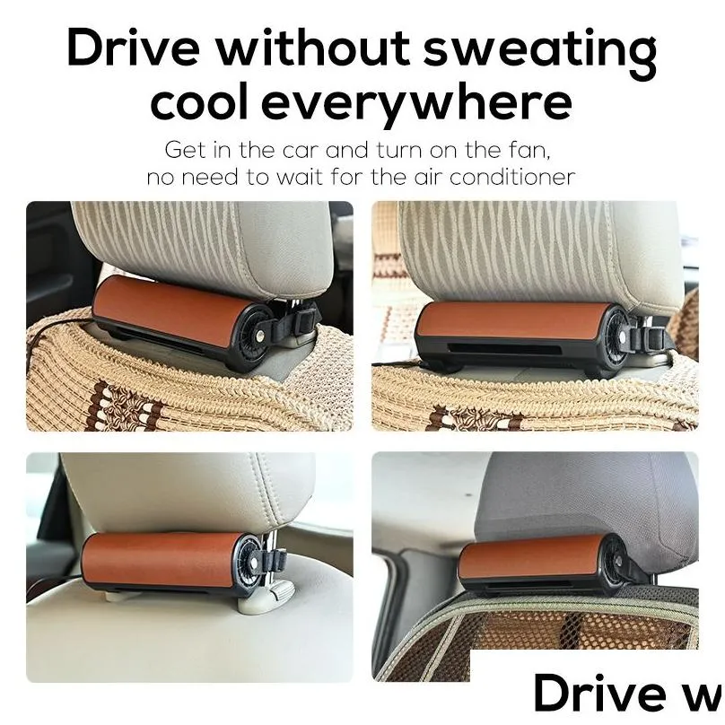 New Car Interior Rear Headrest Fan USB Plug In Car Seat Fan Wind Power Up To Low Noise Car Rear Seat Creative Fan Summer Car Fan