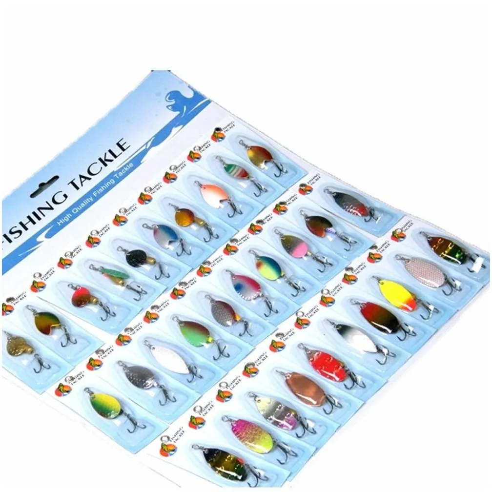 30PcsCard Crankbaits Assorted Fishing Lures Spinner Metal Spoon Fishing Hard Lure Pike Salmon Fishing Wobblers Artificial Baits 201106