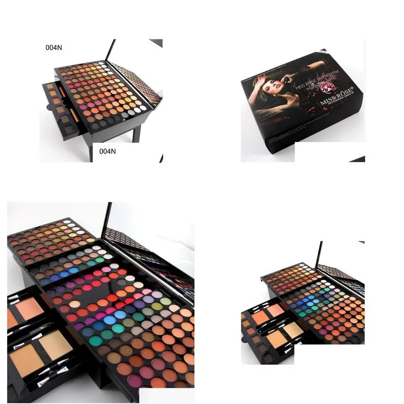 Professional Full Make Up Kit Waterproof Pigmented Eyeshadow Blush Eyebrow Color Cosmetic Miss Rose Makeup Gift Set1124173