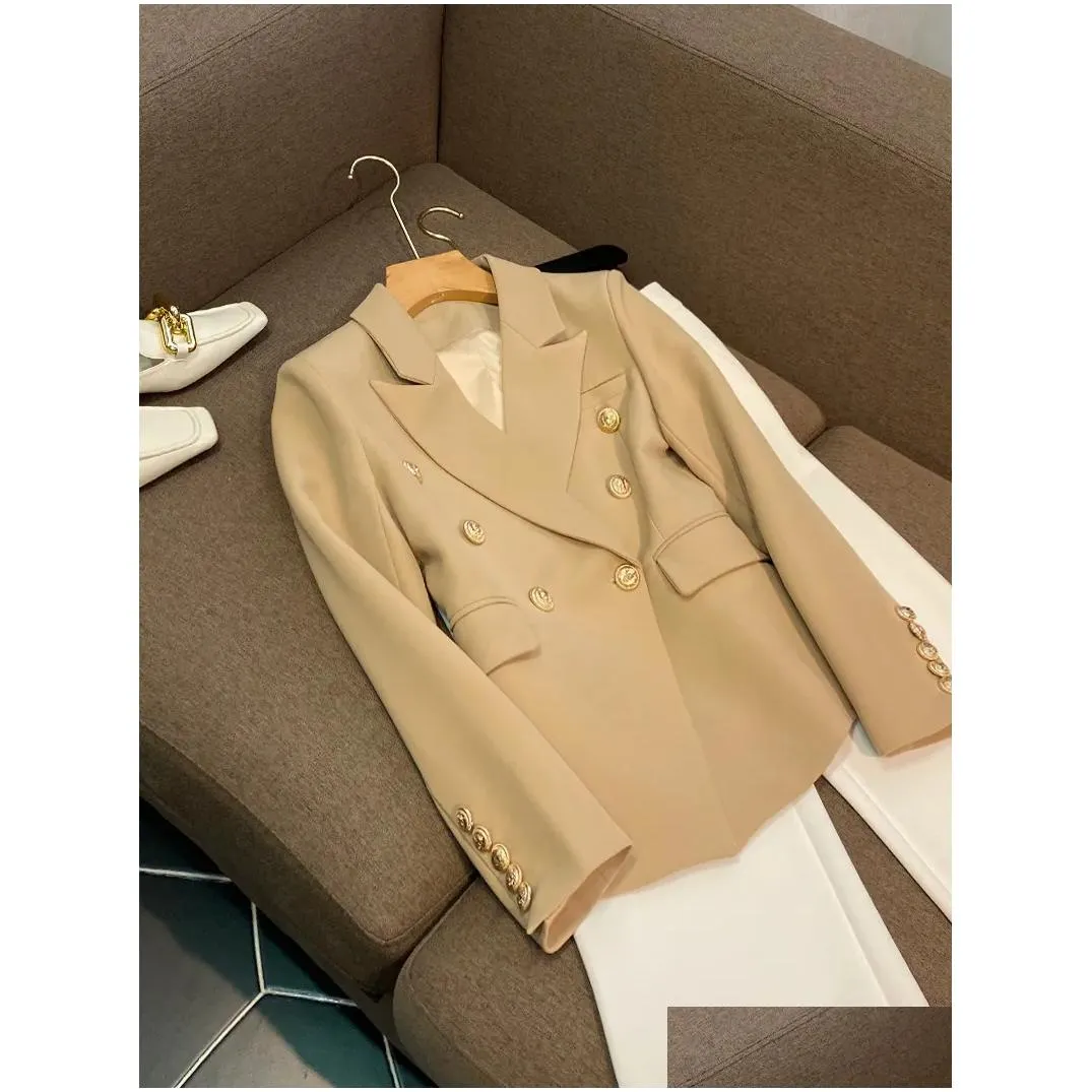 Women`S Suits & Blazers Womens June Lips Allmatch Dusty Pink Green Blue Nude Black Blazer Jacket Gold Buttons Double Breasted Drop De Dh1Fb