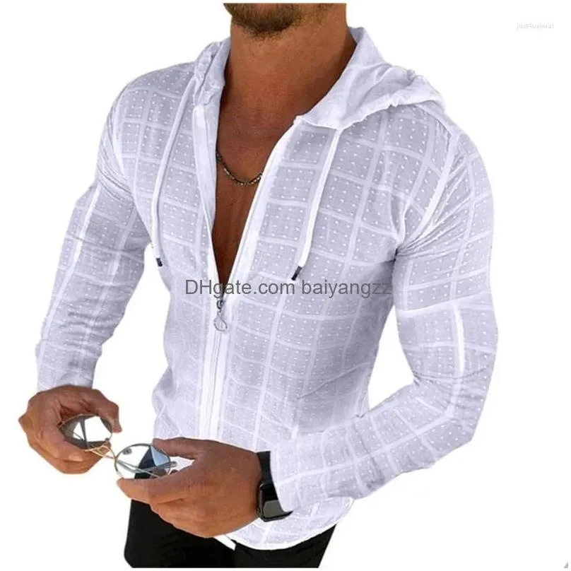 mens t shirts summer fashion sleeveless/long/short sleeved hoodie zipper shirt casual plaid print open stitch beach sun protection