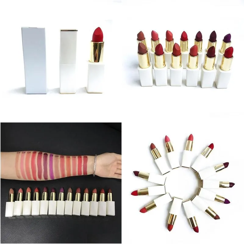 Sets 10 Piece Matte Lipstick Private Label Waterproof Easy to Wear Long Lasting White Magnetic Tube Red Lip Stick Makeup Custom