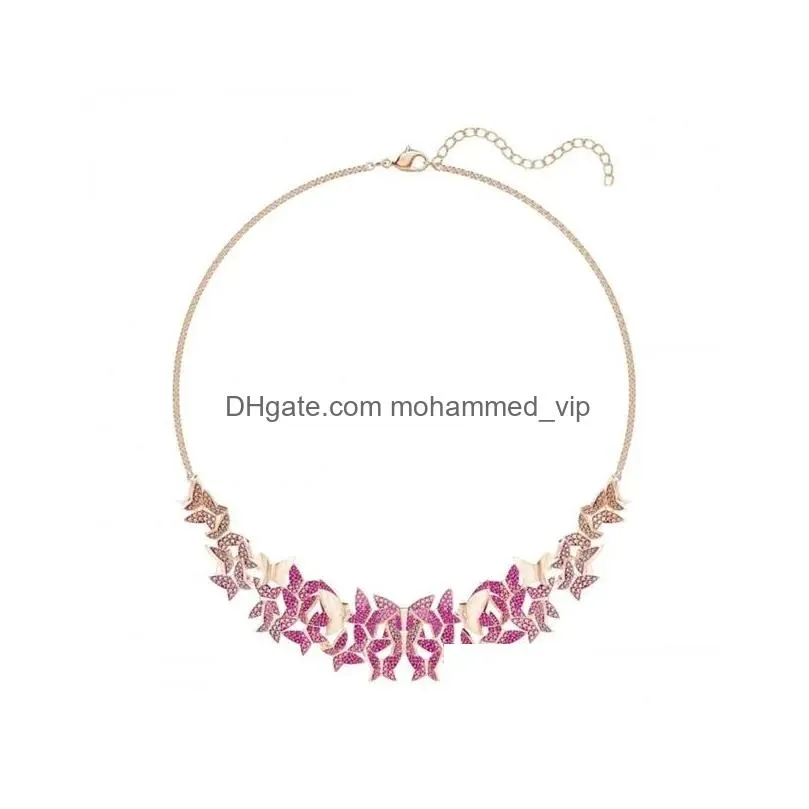 sets original 2023 exquisite necklace jewelry pink series geometry shape for women birthday anniversary party gift with logo