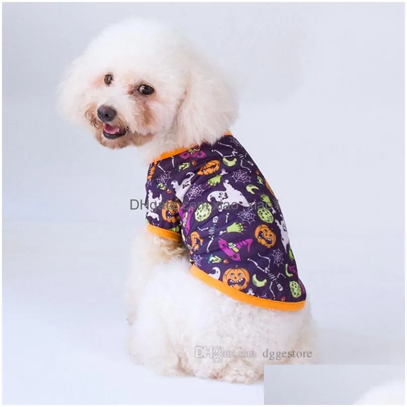 dog apparel  day pup shirts printed puppy pet shirt cute dogggy clothing halloween costume for small dogs cosplay pets clothes magic hat pumpkin heads