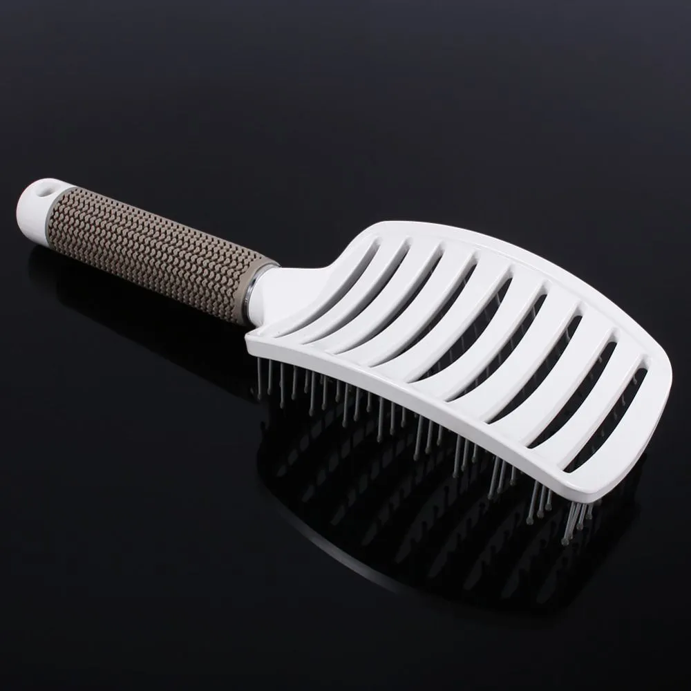Wholesale- Bend Hair Comb Brush Anti-static Curved Vent Hair Comb Massager Hairbrush Salon Hairdressing Tool Barber Salon Hair Styling