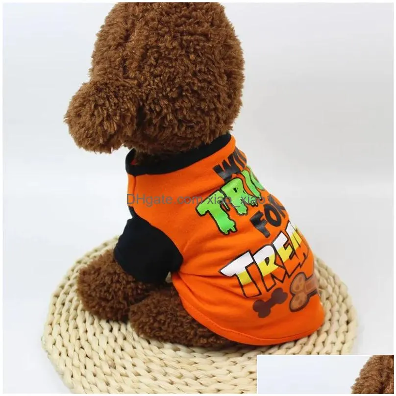 dogs shirt halloween dog apparel puppy pets t-shirt ghost costume outfits cute pumpkin pup clothes for small doggy cats pet gy