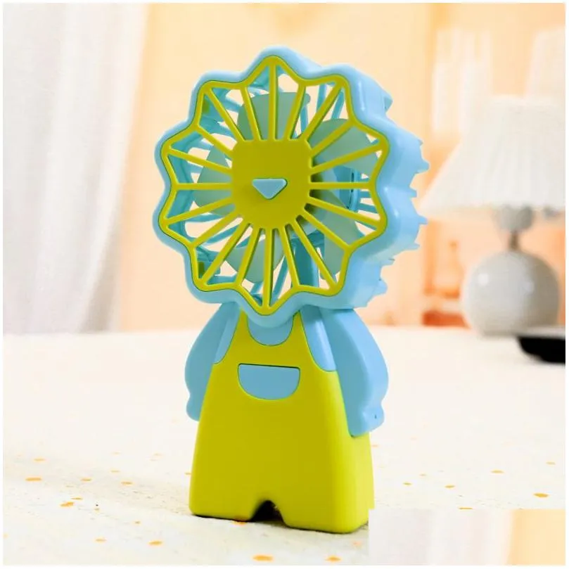 Children`s Gift Cute Strap Pants Colored Charging Small Fan Outdoor Handheld Three speed Control Cartoon Electric Fan