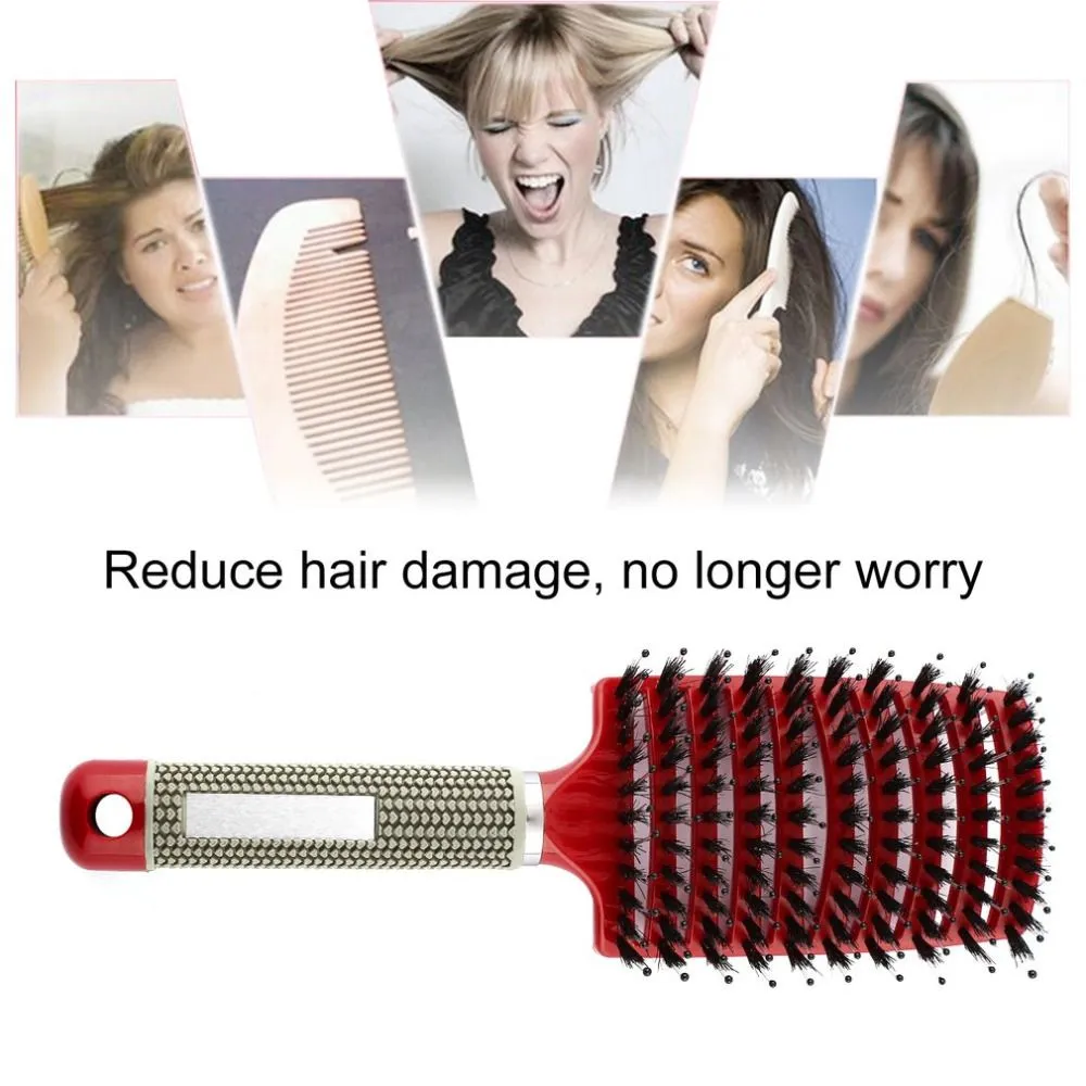 Pro Hair Scalp Massage Comb Hairbrush Bristle&Nylon Women Wet Curly Detangle Hair Brush for Salon Hairdressing Styling Tools