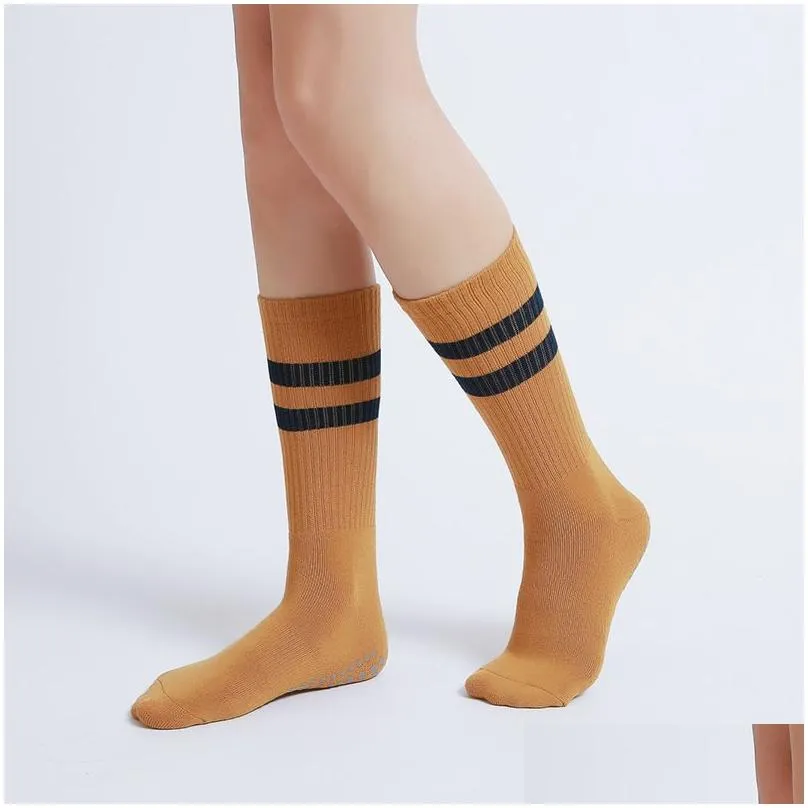 2 Pairs Stockings AL Socks Non-slip Cotton Women`s Mid-tube Piles Plus Thick Terry Pilates Yoga Socks Al Long Sock