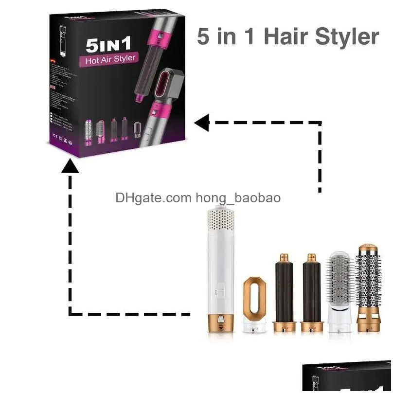 Curling Irons Hair Dryer 5 In 1 Electric Iron Blow Air Comb Roller And Straightening Brush Removable Household Gift Boxed Drop Deliv