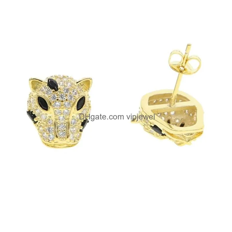 stud european and united states fashion style earrings leopard head animal metal jewelry for women1286m