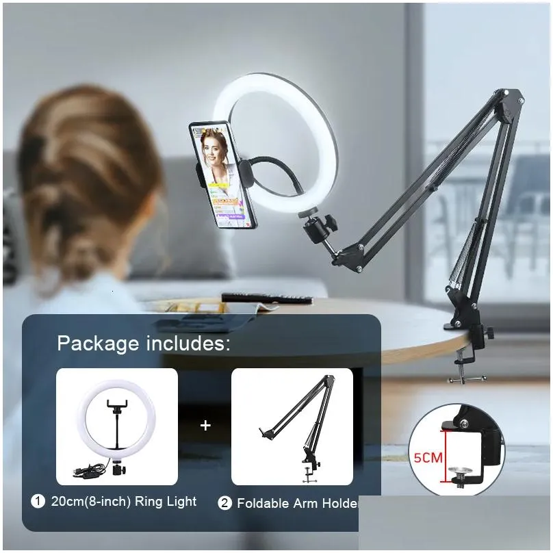 Flash Heads Selfie Ring Light Pography Led Rim Of Lamp with Optional Mobile Holder Mounting Tripod Stand Ringlight For Live Video Stream