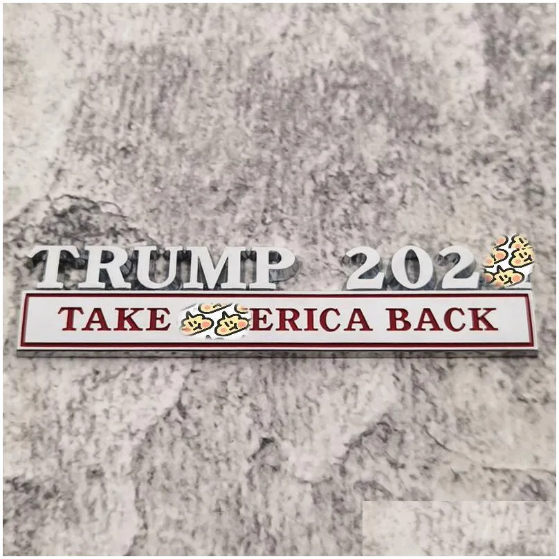 Trump 2024 Car Metal Sticker Decoration Party Favor US Presidential Election Trump Supporter Body Leaf Board Banner 12.8X3CM