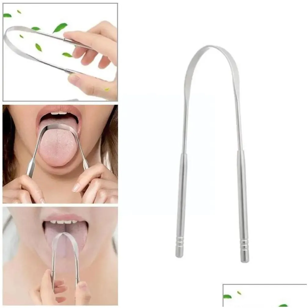 Stainless Steel Tongue Scraper Cleaner Coated Toothbrush  Mouth Breath Tools Care Cleaning Tongue Oral Care Tool S030
