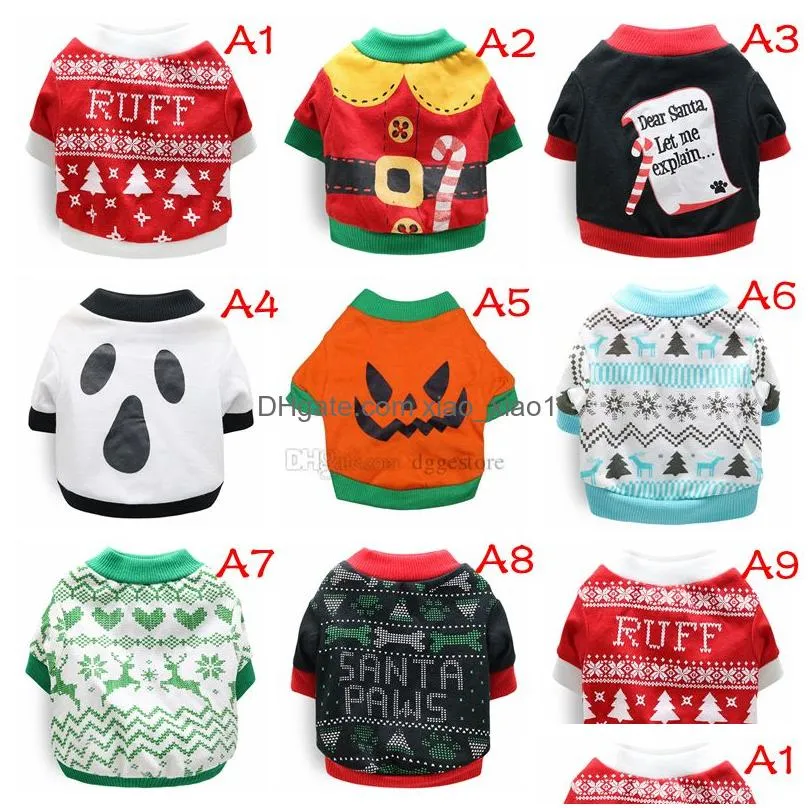 dog apparel christmas pet clothes halloween coat santa claus thicken dogs sweater breathable soft warm shirt winter for small doggy cats adorable xmas clothing