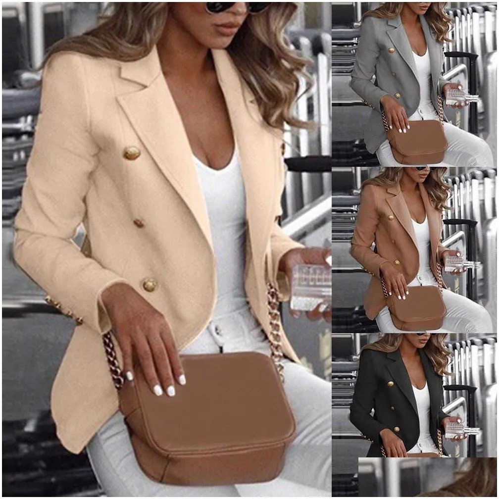 Women`S Jackets Luxury Coat Women Autumn Winter Clothes Ol Bussiness Jacket Plus Size 5Xl Casual Veste Femme Slim Button Ladies Casaco Dh5Ps