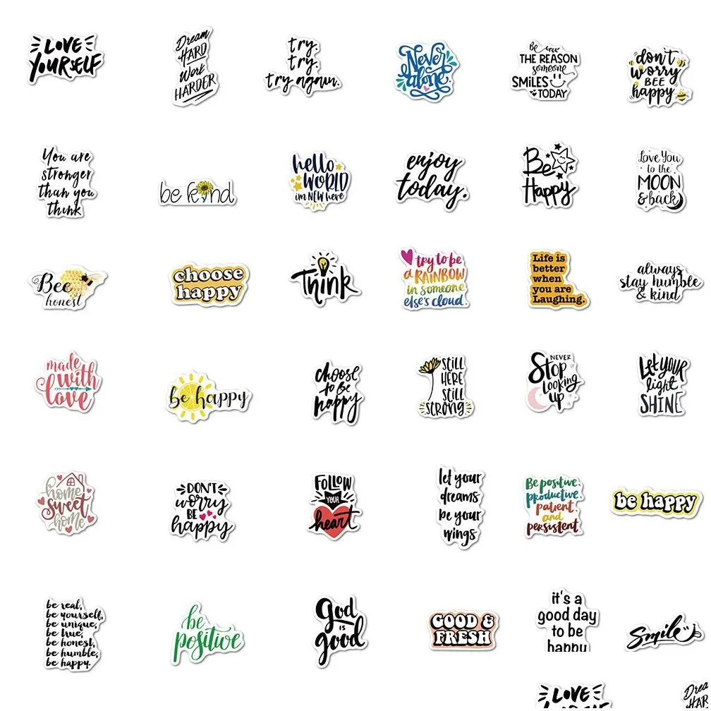 50Pcs Motivational quote inspirational sayings Stickers Pack Non-random Car Bike Luggage Sticker Laptop Skateboard Motor Water Bottle