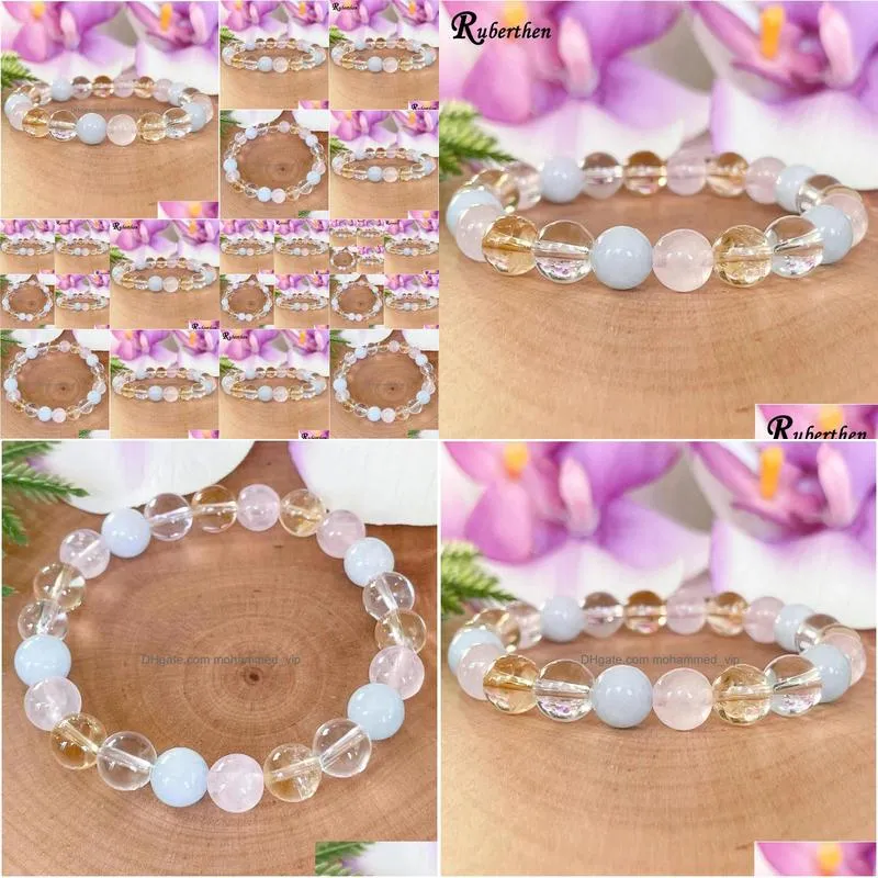 bracelets ruberthen libra zodiac gemstone bracelet aquamarine rose quartz citrine clear quartz healing crystals jewelry october
