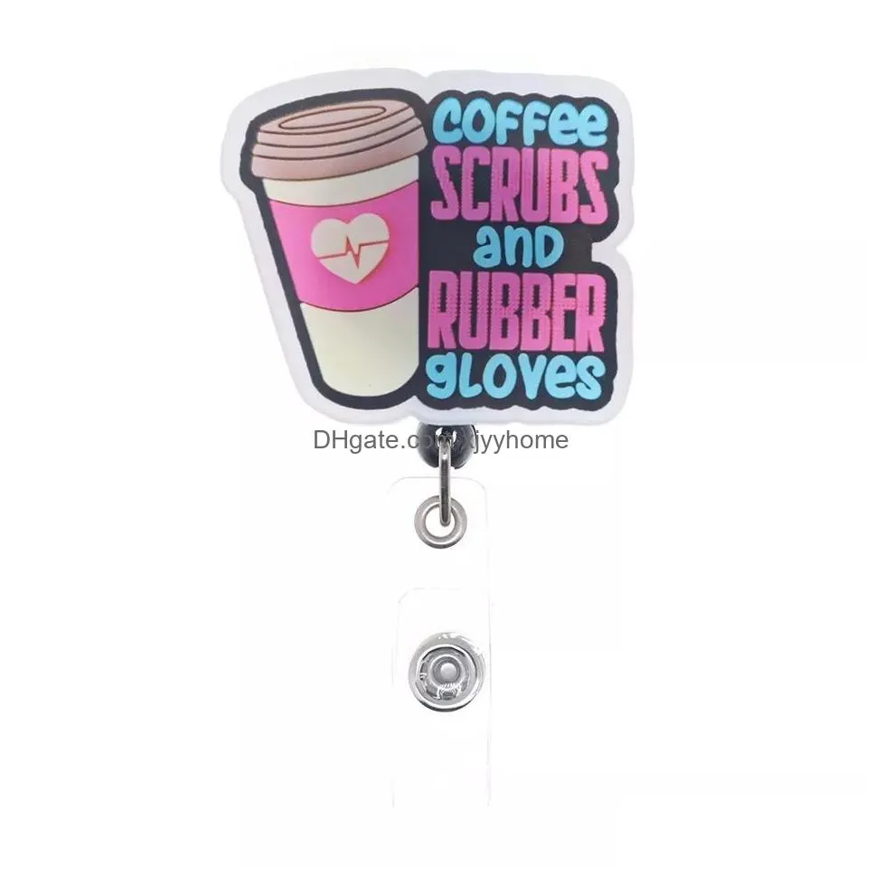 Other Home Decor 5 Pcs/Lot Fashion Key Rings Office Supply Medical Series Coffee Scrubs And Rubber Gloves Badge Reel Scrub Life Girl W Dheb9