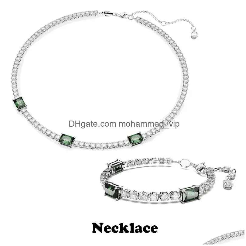 necklace stainless steel trend crystal fine jewelry sets for women luxury 2023 matrix tennis necklace earrings bracelet ring