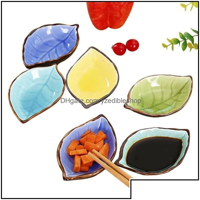 dishes plates japanese seasoning dish kitchen vinegar sauce plate handcraft leaves ceramic sushi drop delivery home garden dining