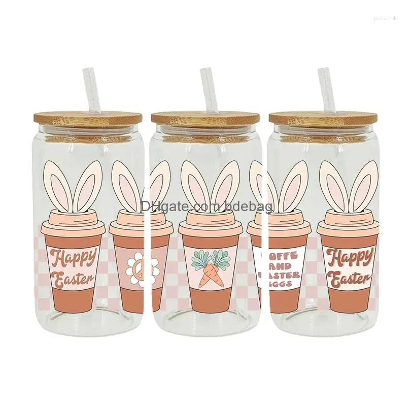 window stickers uvdtf transfer sticker easter theme for the 16oz libbey glasses wraps cup can diy waterproof easy to use custom decals
