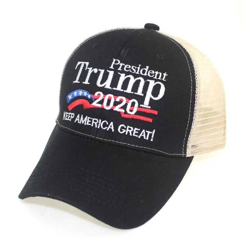 Hot sale Donald Trump 2020 Baseball Cap Patchwork washed outdoor Make America Great Again hat Republican President Mesh sports cap