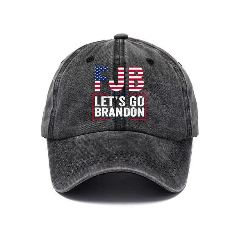 Let`s go Brandon Ball Hat Anti Biden Funny Humor Baseball Cap Snapbacks US Flag Star Stripes FJB Print Denim Hats Trump 2024 Political Costumes G80UARV