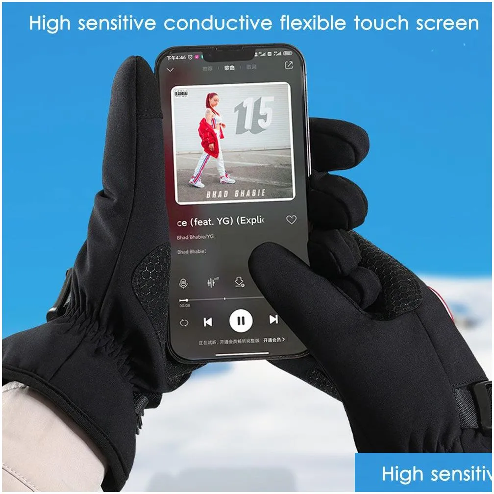 Ski Gloves Winter Men Women TouchScreen Waterproof Windproof Outdoor Sports Warm Cycling Snow Full Finger 230208