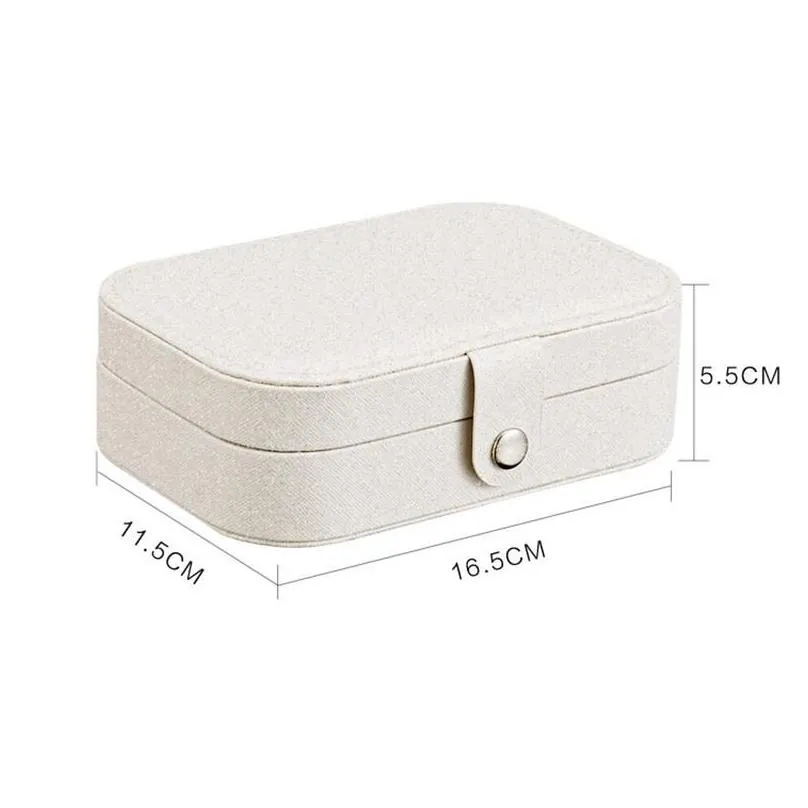 Storage Boxes & Bins Protable Leather Jewelry Box Earrings Ring Necklace Case Jewel Packaging Travel Cosmetics Beauty Organizer