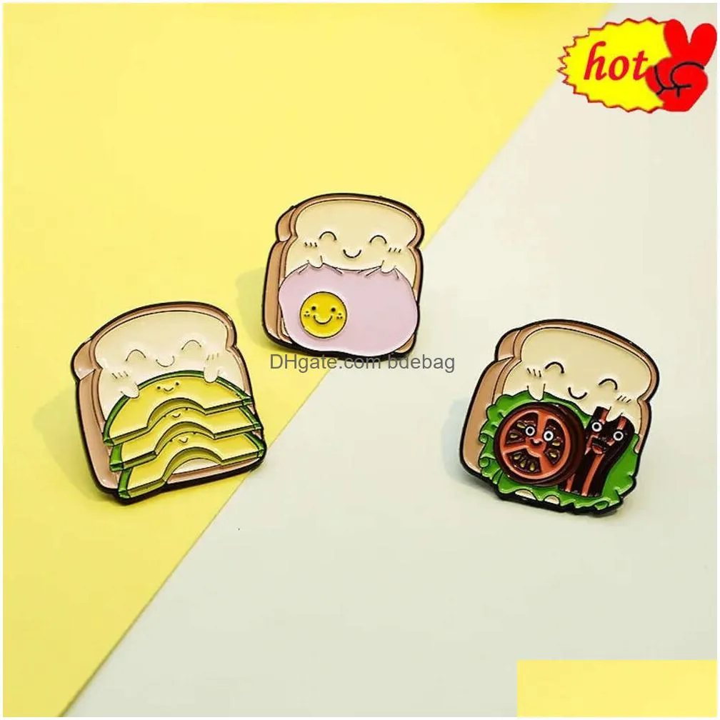 bread baby with eggs lettuce tomato and bacon enamel pin custom dark white brooches bag clothes lapel pin badge weather jewelry