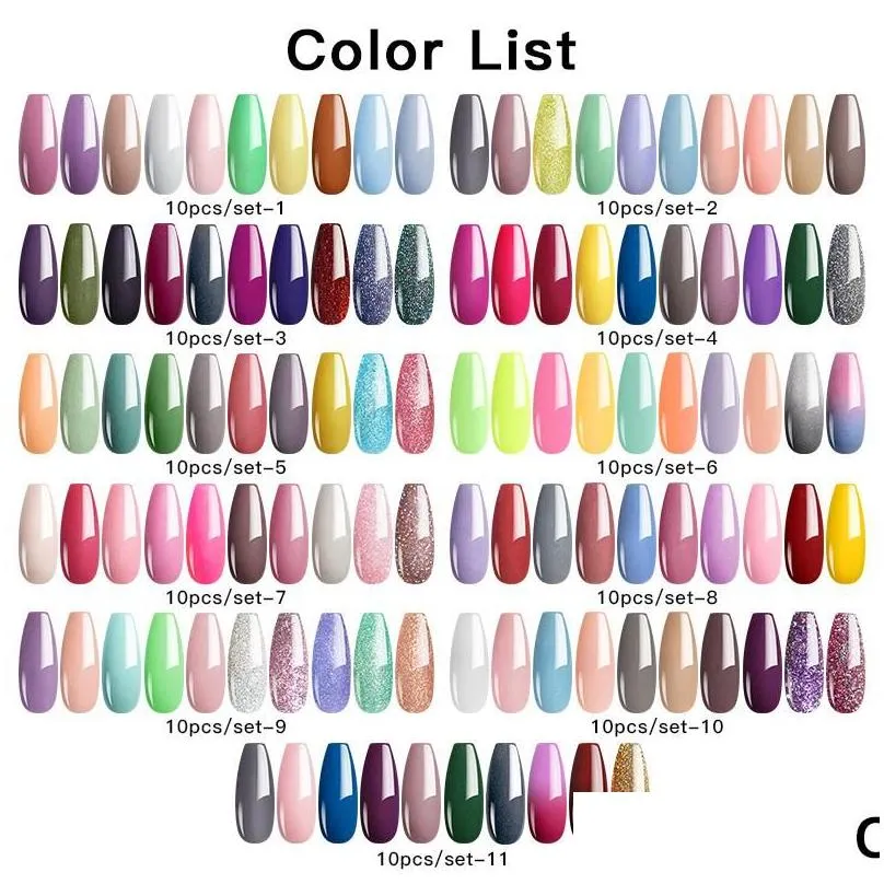 Nail Glitter Mtssii 10Pcs Dip Powders Set Nude Series Art Powder For Manicure Decorations Accessories Drop Delivery Otlfs