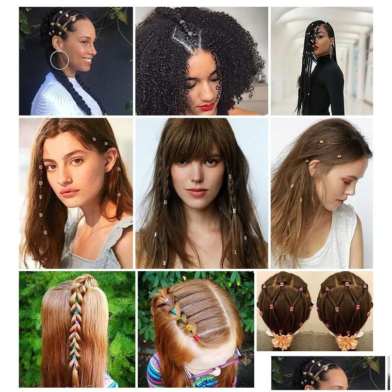 Headwear & Hair Accessories 100Pcs Gold And Sier Dreadlock Rings Adjustable Cuff Clip Braids Dirty Beads Hairpin Jewelry Drop Delivery Dh7Rj