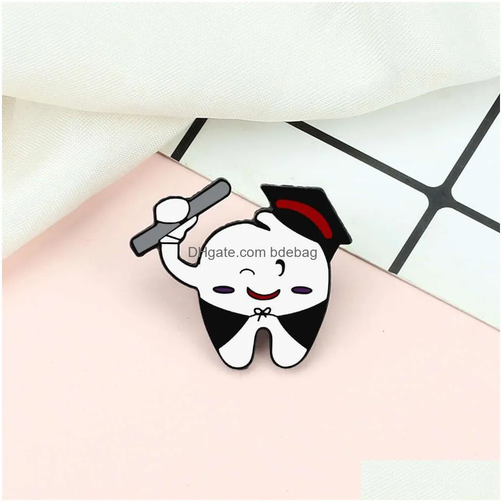 cute cartoon tooth enamel pins christmas tooth doctor tooth brooches lapel pin badges accessories for dentist nurse jewelry gift