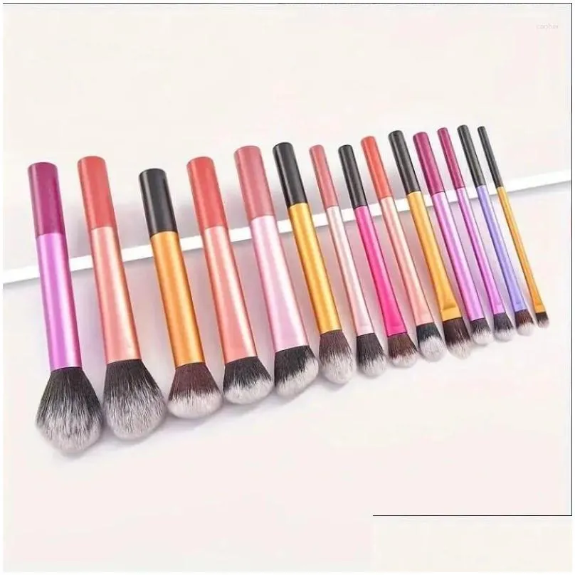 Makeup Brushes 14Pcs Colorf Brush Kit Soft Synthetic Hair Make Up Powder Foundation B Eyeshadow Cosmetic Tools Drop Delivery Health Otzod