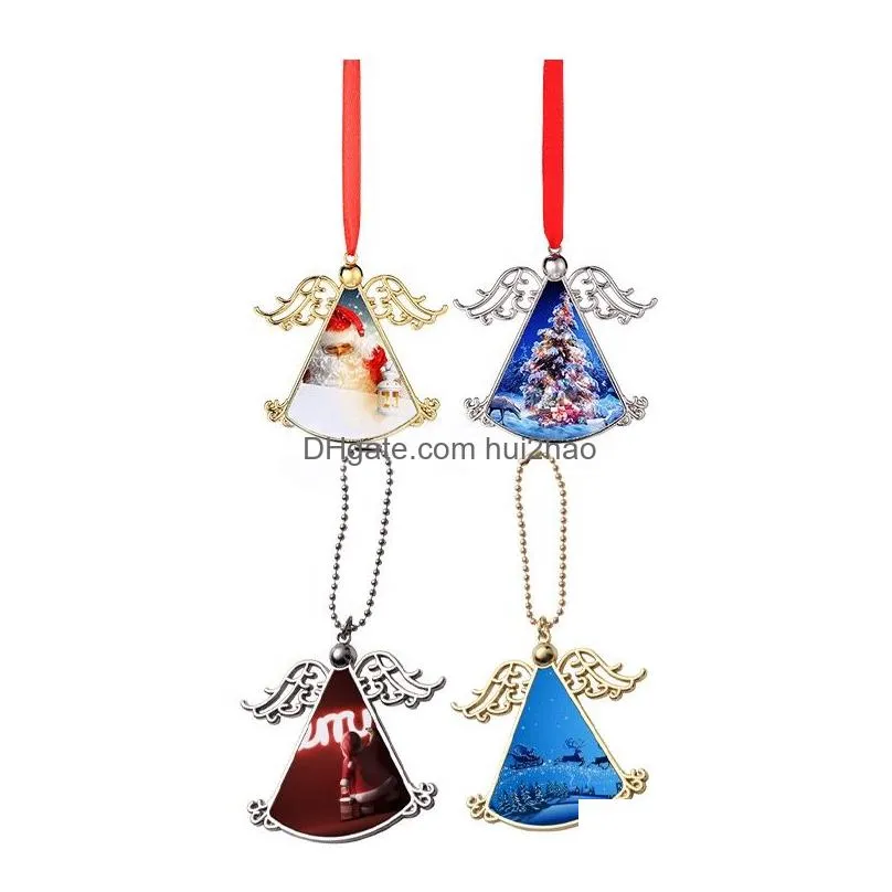 wholesale christmas ornaments sublimation blanks angel wings ornament keepsake memorial p o necklace