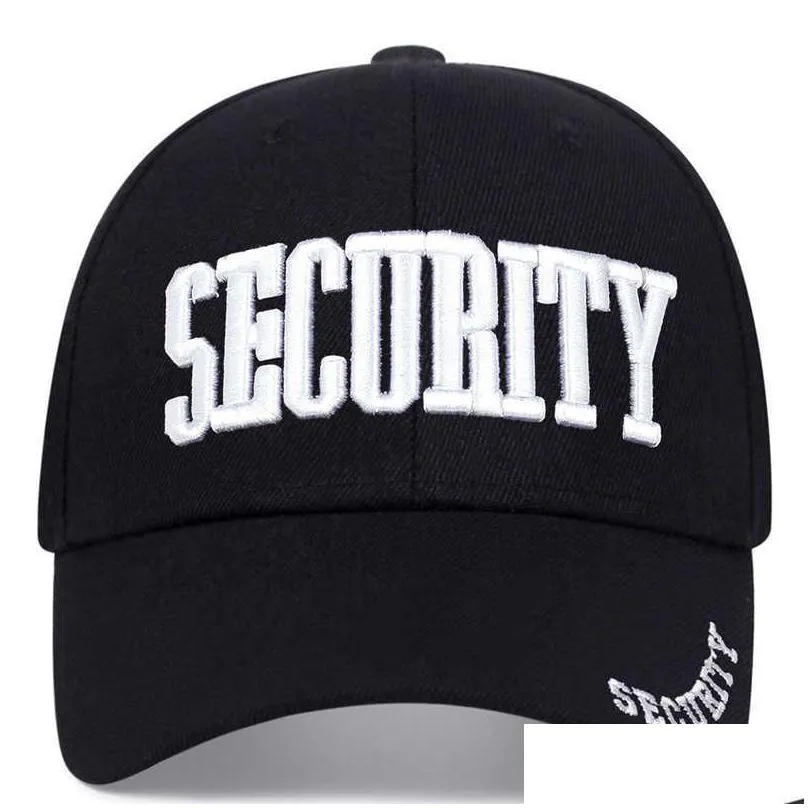 Ball Caps Security Letter Embroidery Baseball Cap Usa Men Dad Hat Cotton Adjustable Snapback Hats Adt Male Hip Hop Trucker Drop Deliv Dhrpl