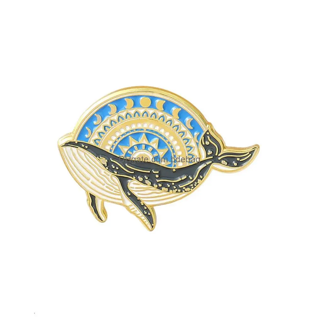 recreational whale animal series ship metal design badges brooch enamel pins label bag backpack jewelry gift diy accessories