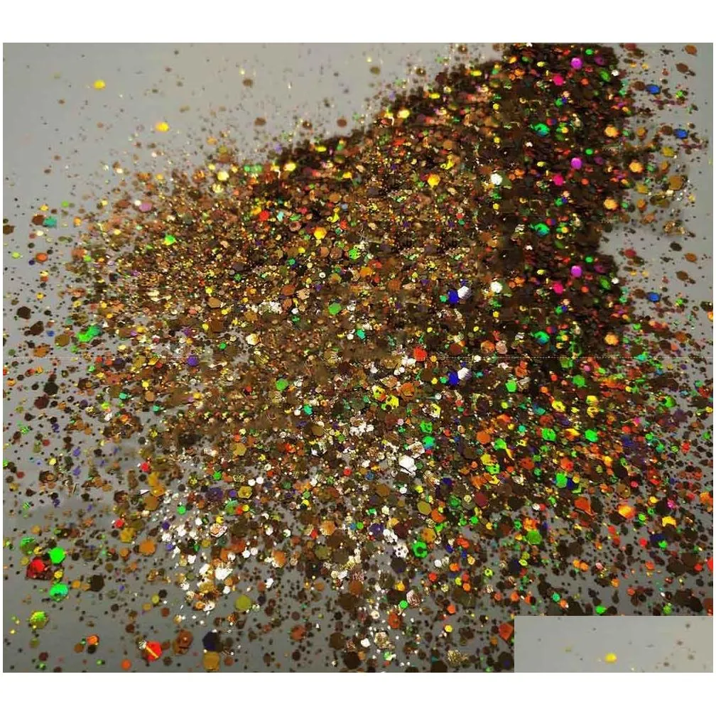Nail Glitter Holographic Chunky 24 Colors 200G Face Body Eye Festival Polyester J441068 Drop Delivery Otq2T