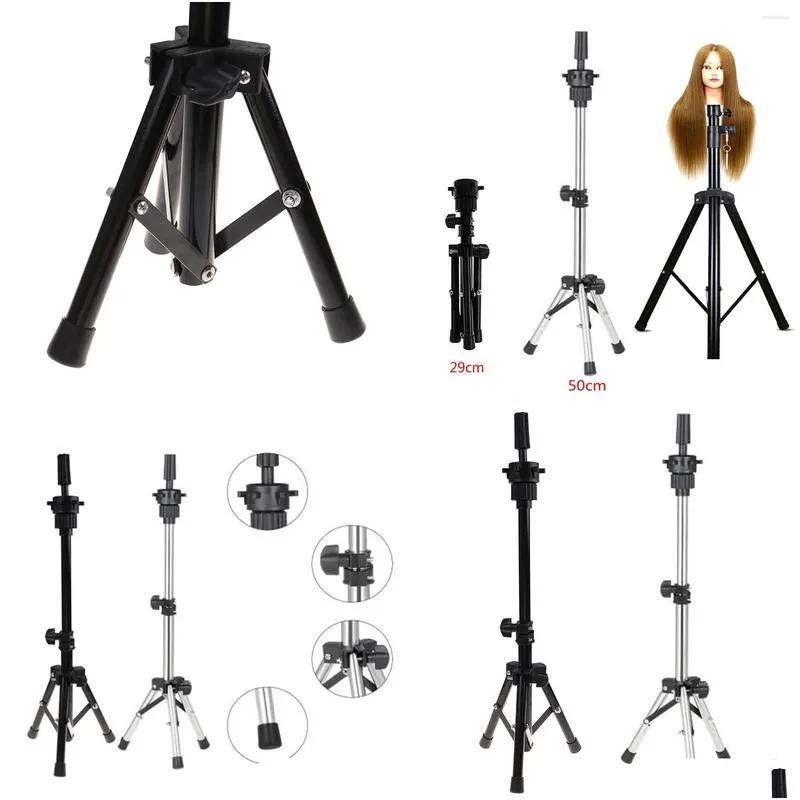 Hair Tools Adjustable Wig Stands Tripod Stand Mannequin Training Head Holder Hairdressing Clamp Drop Delivery Products Accessories Ot1Yh