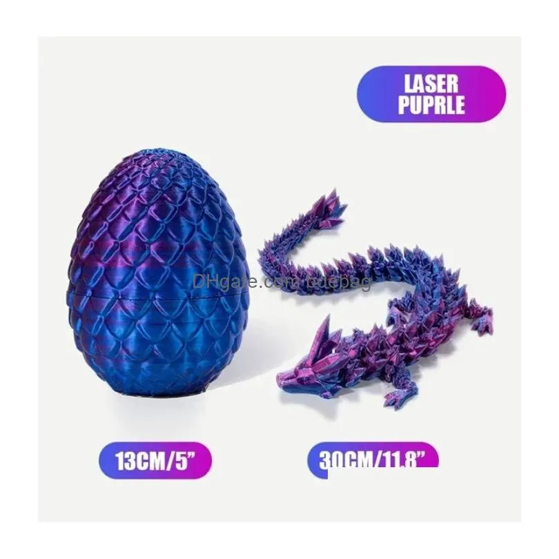 3d printed gem dragon crystal dragon egg rotatable and poseable joints 3d articulated dragon toys for autism adhd kids gifts