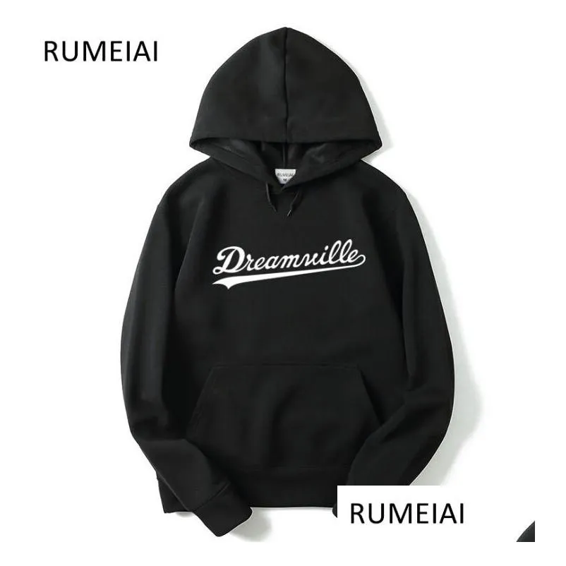 Men Dreamville J. COLE Sweatshirts Autumn Spring Hooded Hoodies Hip Hop Casual Pullovers Tops Clothing