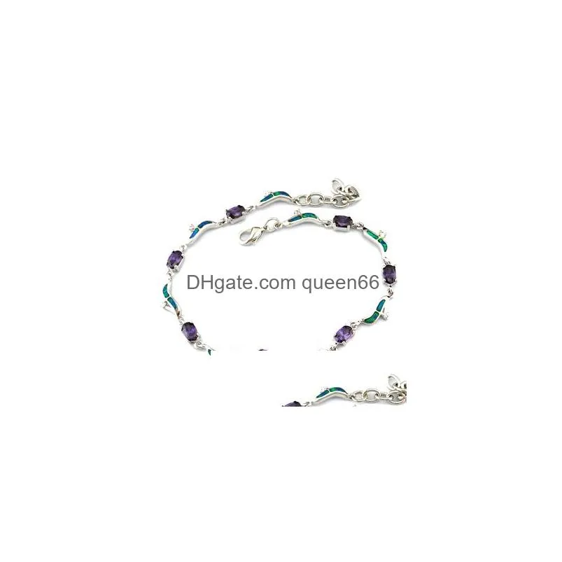 Bracelet & Necklace Bluer Opal Amethyst Stone Jewelry Drop Delivery Sets Dhdvq