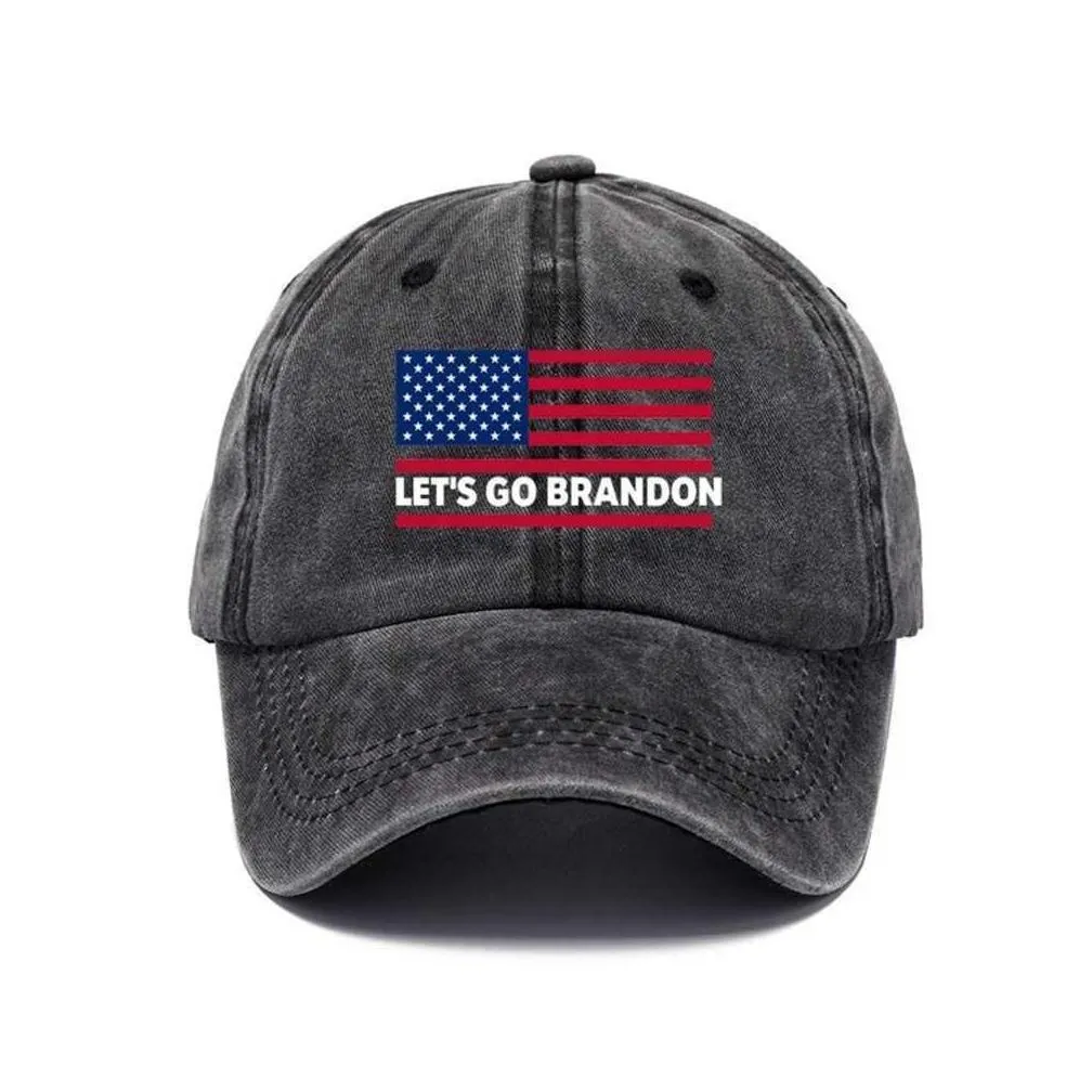 Let`s go Brandon Ball Hat Anti Biden Funny Humor Baseball Cap Snapbacks US Flag Star Stripes FJB Print Denim Hats Trump 2024 Political Costumes G80UARV