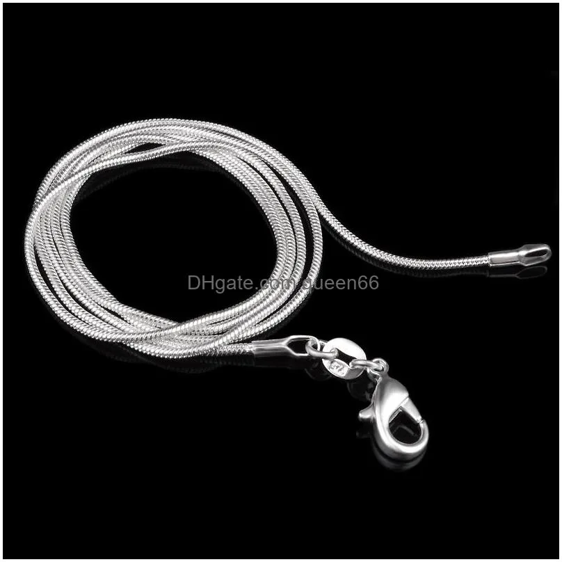 Chains 925 Sterling Sier Snake 1Mm Fashion Men Women Statement Necklaces Lobster Clasp Jewelry Accessories For Pendant 16 18 20 22 24 Dhmql