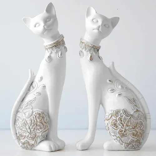 Decorative Objects Figurines Figurine Decorative Resin Cat statue for home decorations European Creative wedding Figurine home decor sculpture