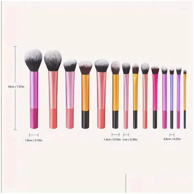 Makeup Brushes 14Pcs Colorf Brush Kit Soft Synthetic Hair Make Up Powder Foundation B Eyeshadow Cosmetic Tools Drop Delivery Health Otzod