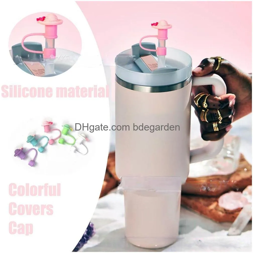 Drinkware Handle St Topper Drinking Er Cup Accessories Sile Tips Reusable Dust-Proof For Walking Cam Drop Delivery Home Garden Kitchen Ote9V